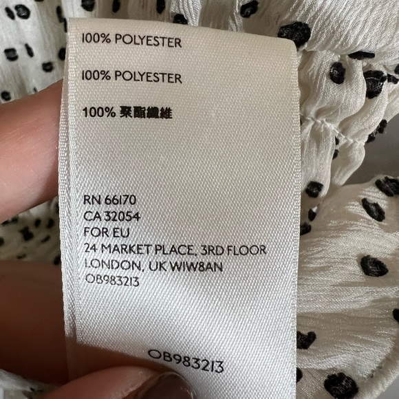 Anthropologie | Lucia Smocked | Off The Shoulder | Blouse | Black/White |‎ Small - Picture 7 of 9